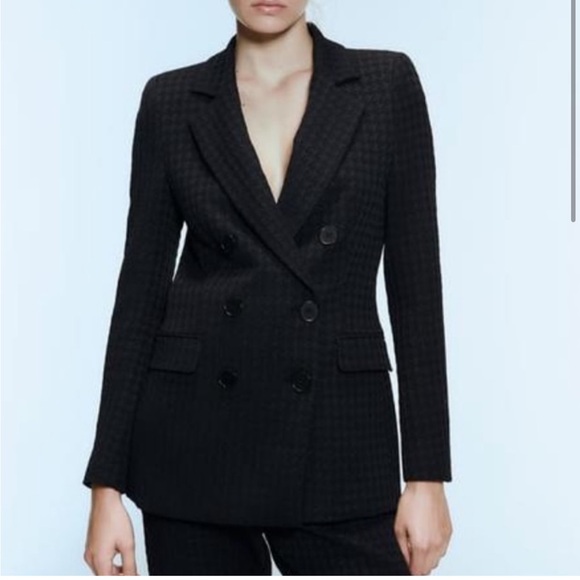 ZARA Double Breasted Jacquard Blazer XS - Picture 3 of 9